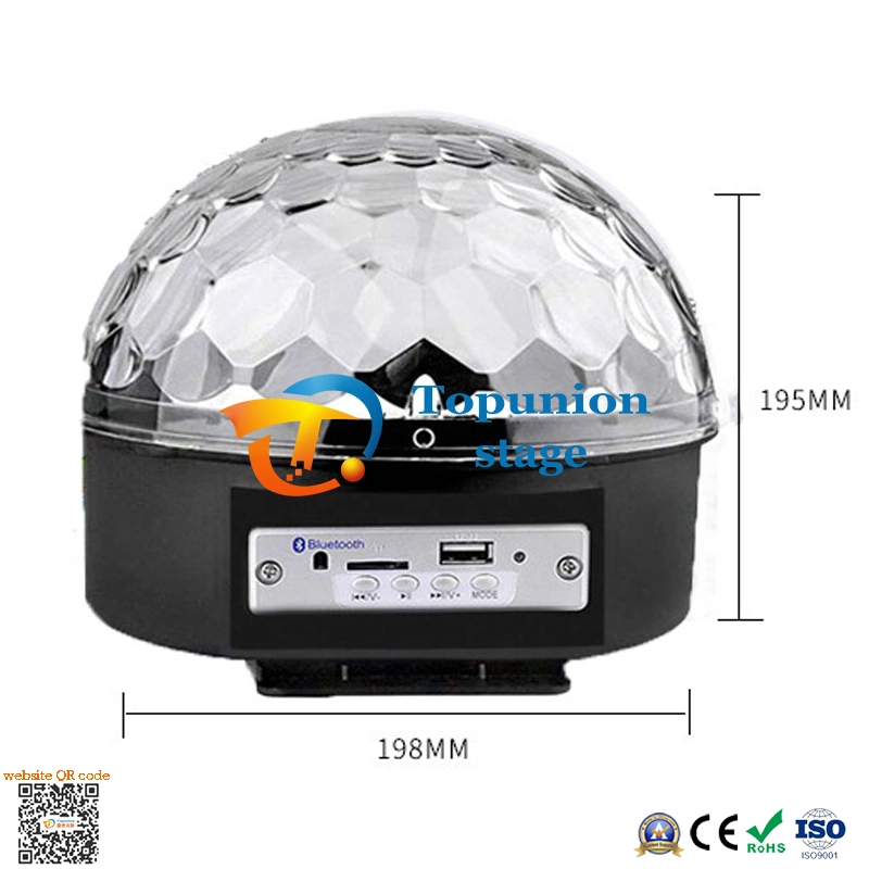 9 Cor girando Bluetooth Magic Ball Light som do controle remoto DJ Crystal Effect Light ativado