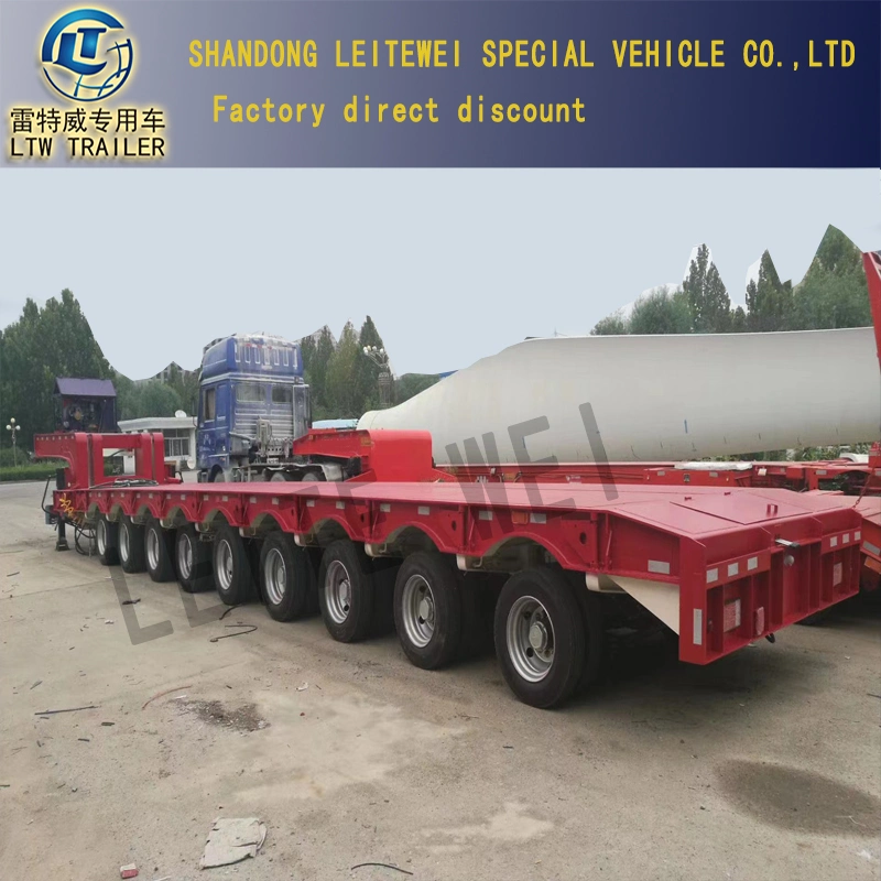 Reitway Manufacturer 60m Wind Turbine Blade Power Equipment Transport Scalable Retractable Flat Semi-Trailer