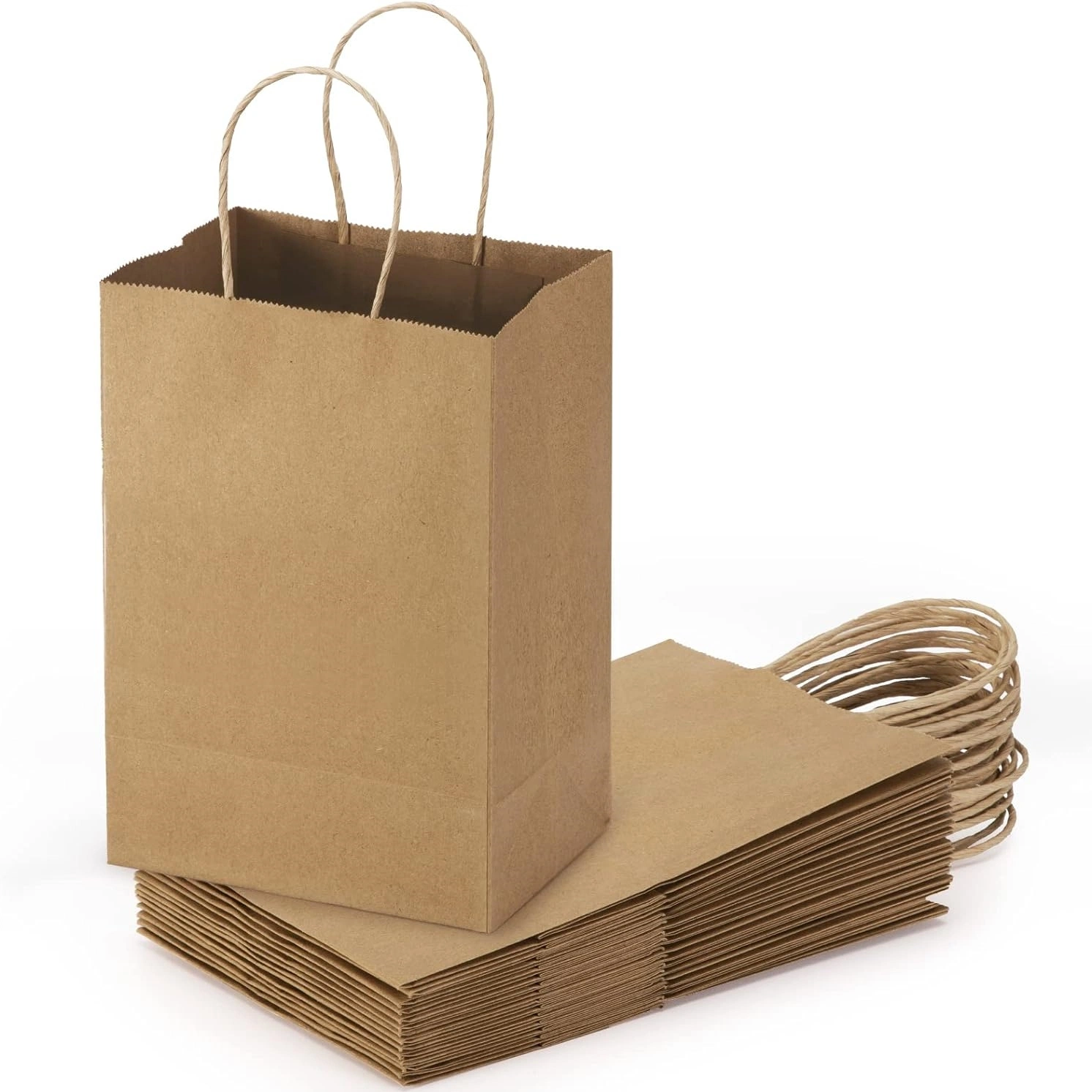 Custom Printed White Brown Kraft Gift Craft Shopping Paper Bag with Handles