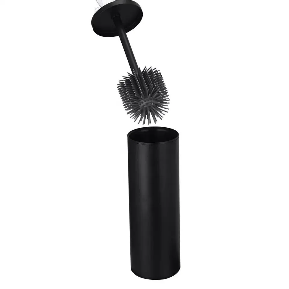Stainless Steel Toilet Brush with Base Silicone Soft Bristles Brush