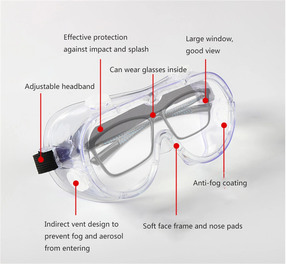 Lunettes de ventilation anti-brouillard anti-éclaboussures produit chimique plastique protection oculaire sécurité Lunettes lunettes