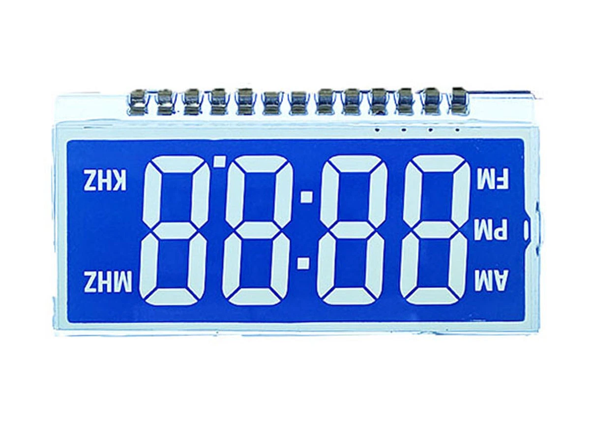 Custom 13 Pins Negative Transmissive Htn 7 Segment LCD Screen for Alarm Clock