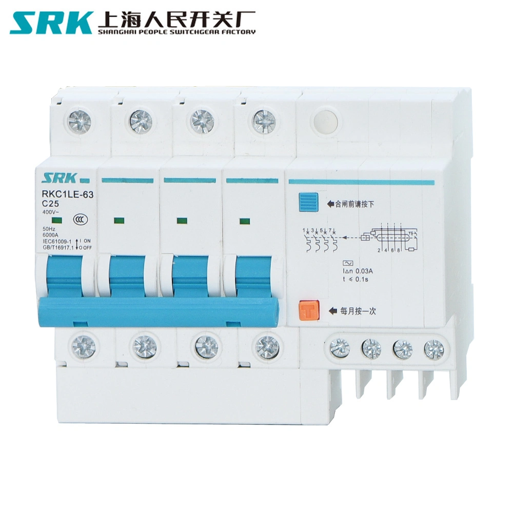 230V 240V 400V 415V AC 3 Phase 63 AMP 63A Electric Earth Leakage Circuit Breaker with Overload ELCB RCBO RCD