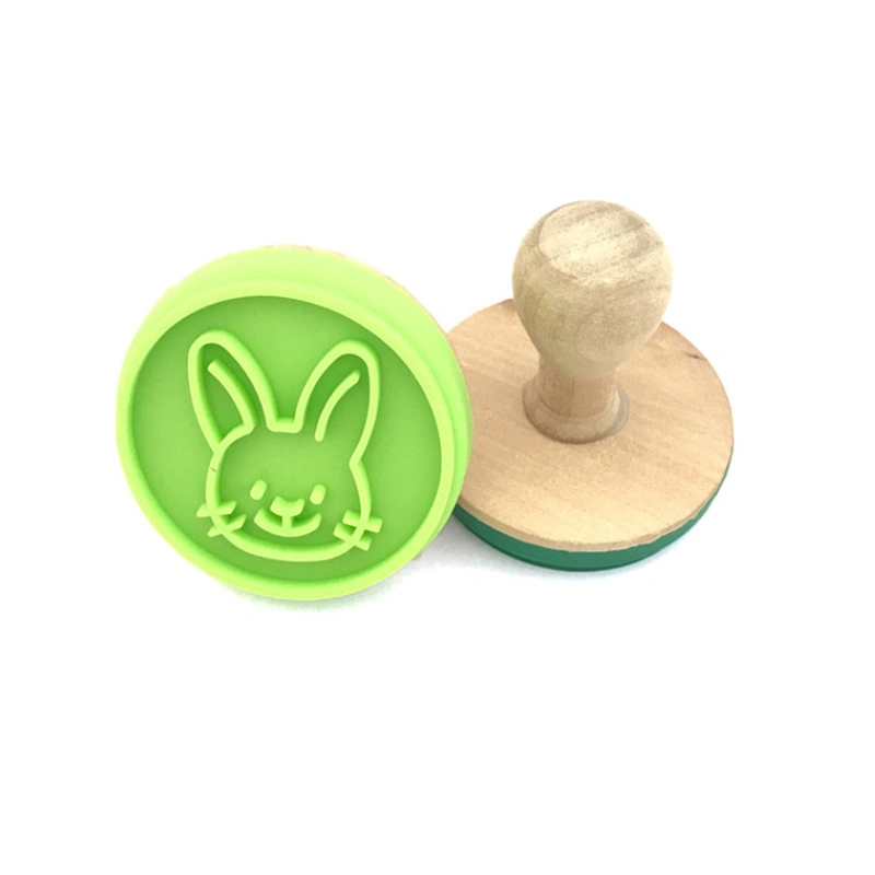 High quality/High cost performance  DIY Halloween Christmas Silicone Cookies Biscuits Stamp with Wood Handle