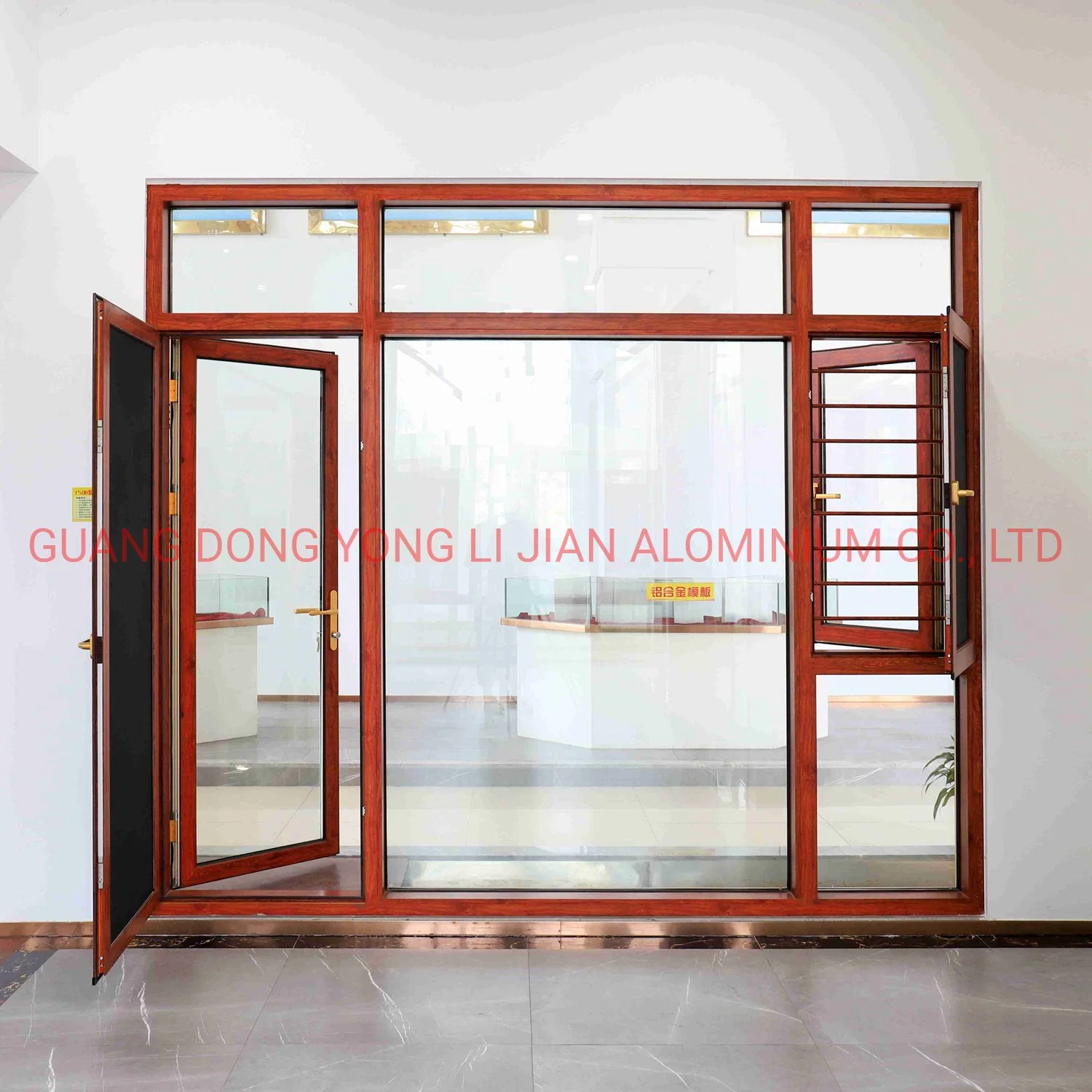 China Aluminum Factory Low E Tempered Thermal Insulation Glass Wood Grain Color Sliding Door/ Casement Door/ Hung/Sliding Folding Opening Aluminium Door