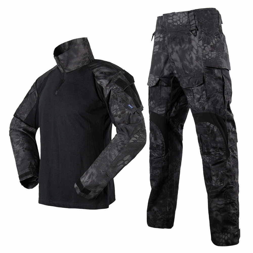 Deportes al aire libre baratos transpirable Long-Sleeved Rip-Stop Entrenamiento Táctico de pantalones de traje de Rana