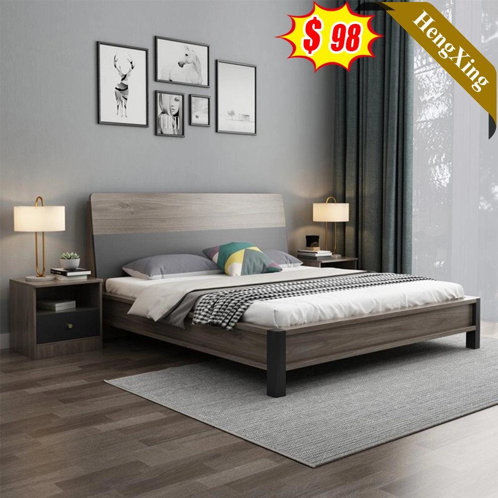 Full Furnished Bed Room White Standard Queen Double Platform Stylish Leather Functional Beauty Bed Frame