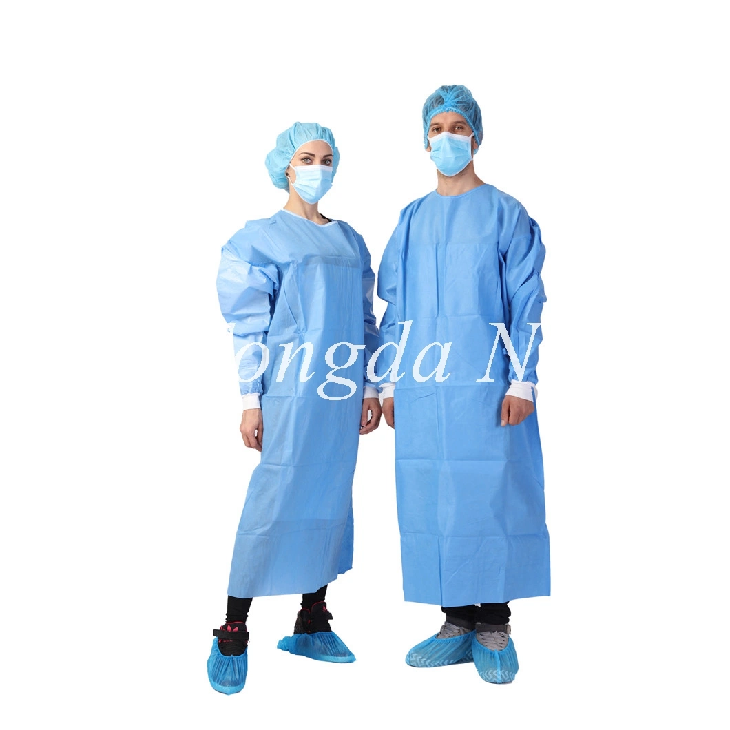 Nontissé robe chirurgical Blouse chirurgicale médicale de l'isolement renforcé PP PE SMS Blouse chirurgicale de l'isolement