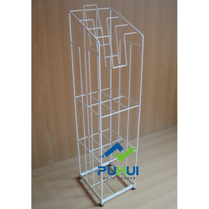 Floor Retail Display Shop Presentation Metal Wire Newspaper Stand (PHC308)