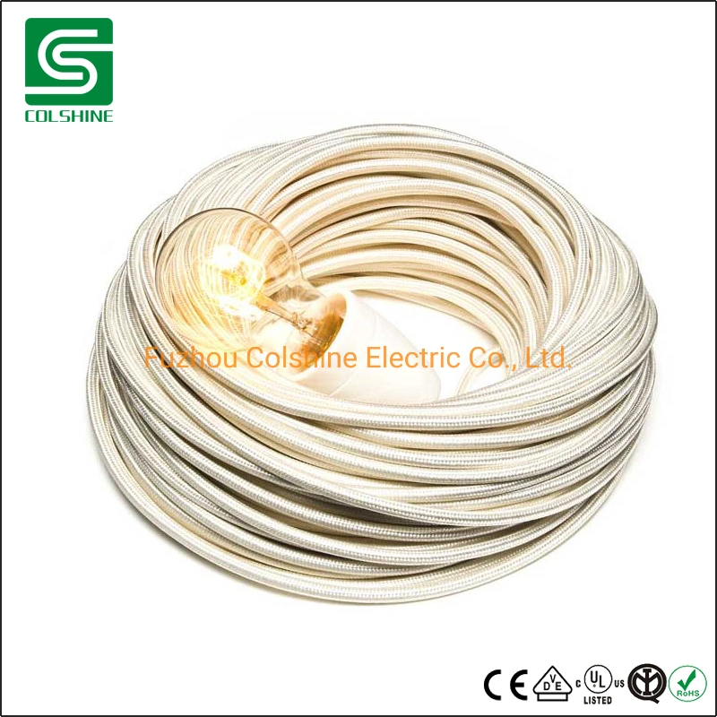 Round Vintage Fabric Braided Woven Flexible Electrical High quality/High cost performance  Lighting Wire Cord Cable