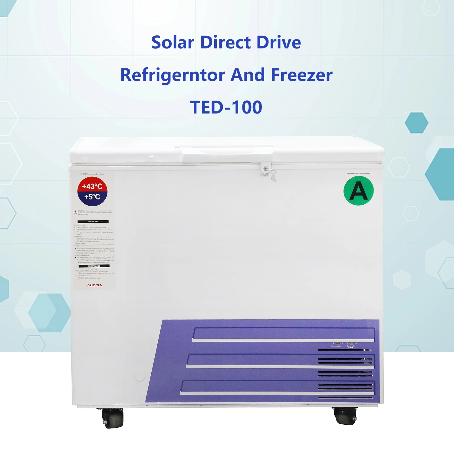 Used for Vaccine Storage 2-8 Degree Solar Vaccine Refrigerator Tcd-100