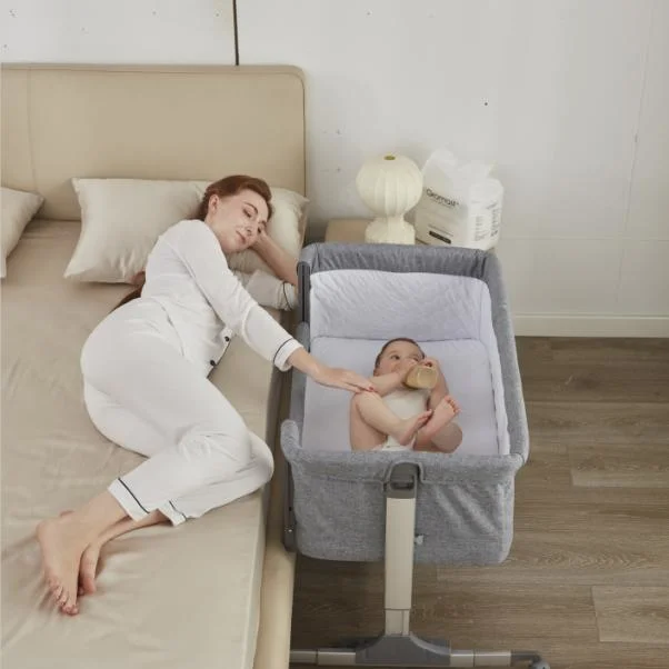 Baby Easy Folding Bedside Sleeper Crib with Storage Basket