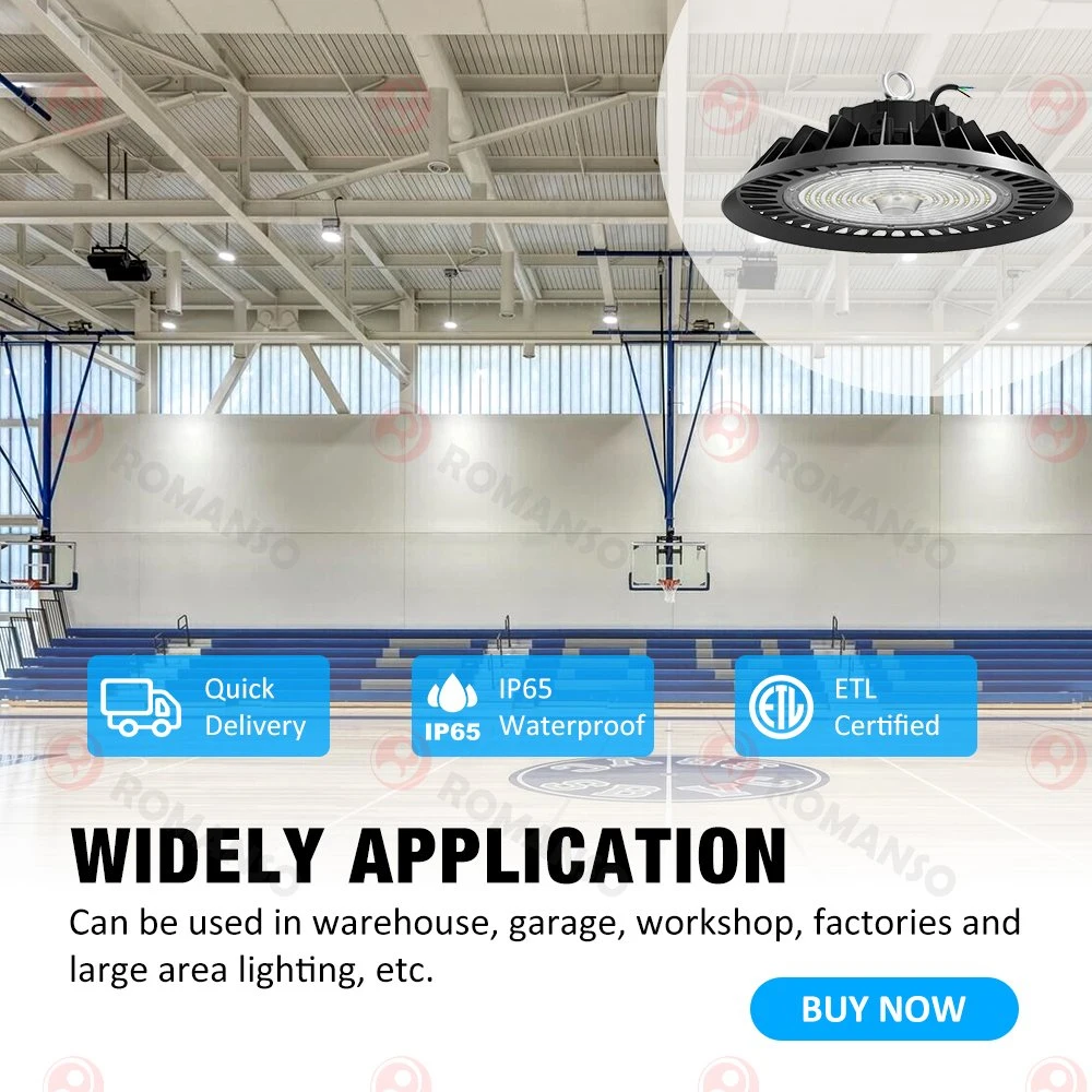 Romanso LED High Bay Light 200W 150lm/W Remote Sensor Warehouse High Bay Light for Industry Lighting