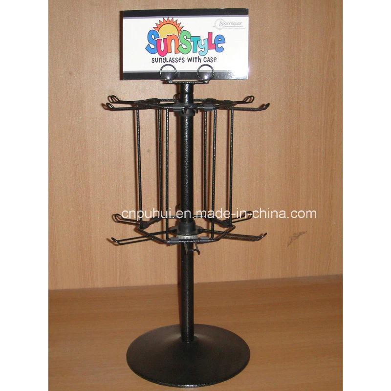 Metal Wire Rotating Hooks Counter Display Stand for Hanging Cables (PHY1009)