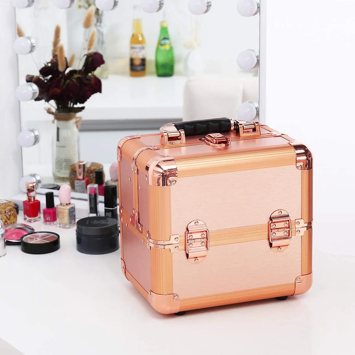 Makeup Train Professional Portable Bag Artist Lockable Aluminum Cosmetic Case