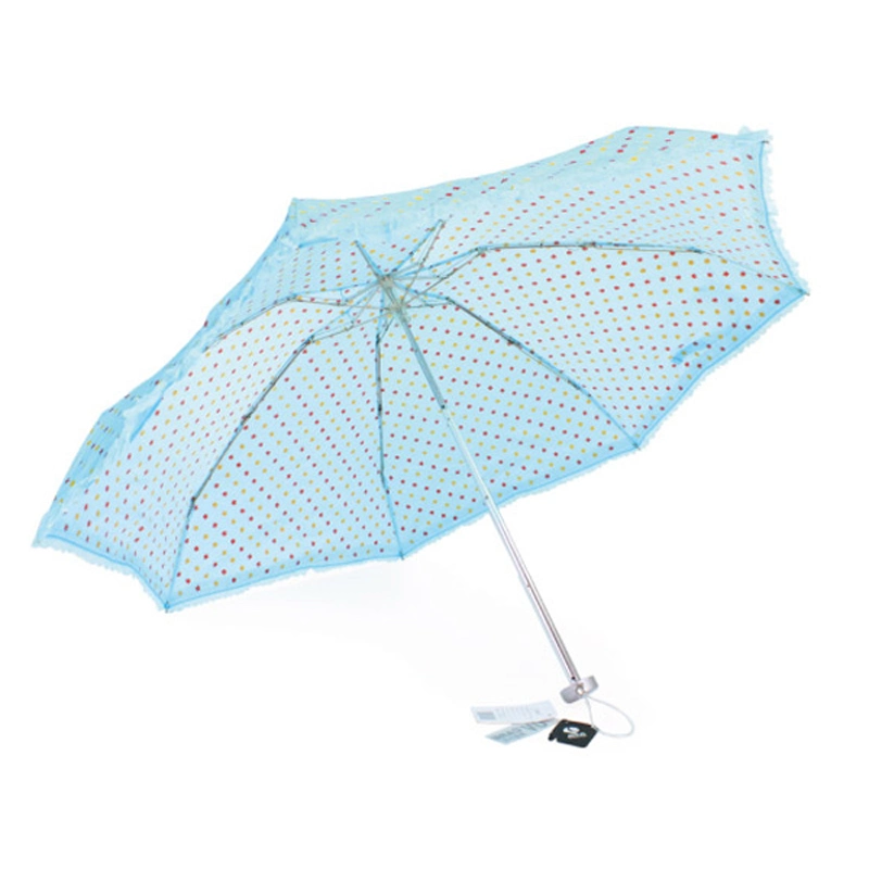 Factory OEM Best Non Auto Sky Light Blue Dome Printing Fold Mini Manual Rain Umbrella