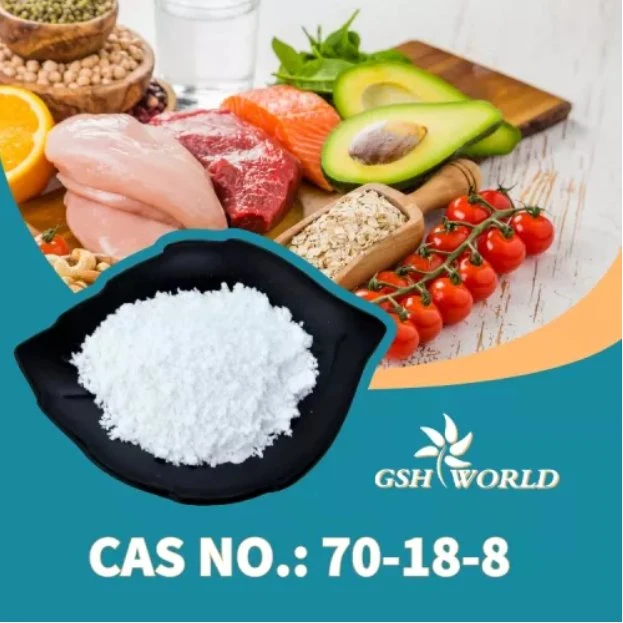 مادة تبييض البشرة الخام L-Glutathione Reduced CAS 70-18-8 الصف الغذائي / الصف التجميلي جلوتاثيون