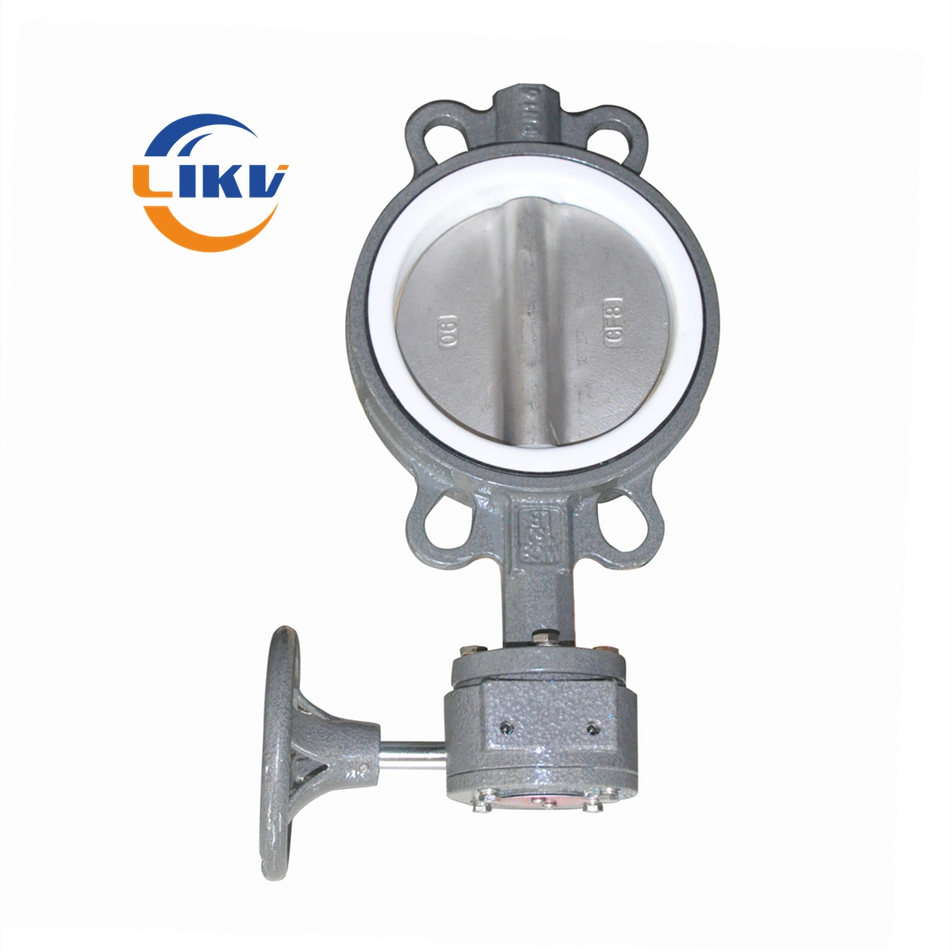 SS316 Disc Rubber Seat Wcb Body PTFE Seat Wafer Butterfly Valve with Gearbox Operated