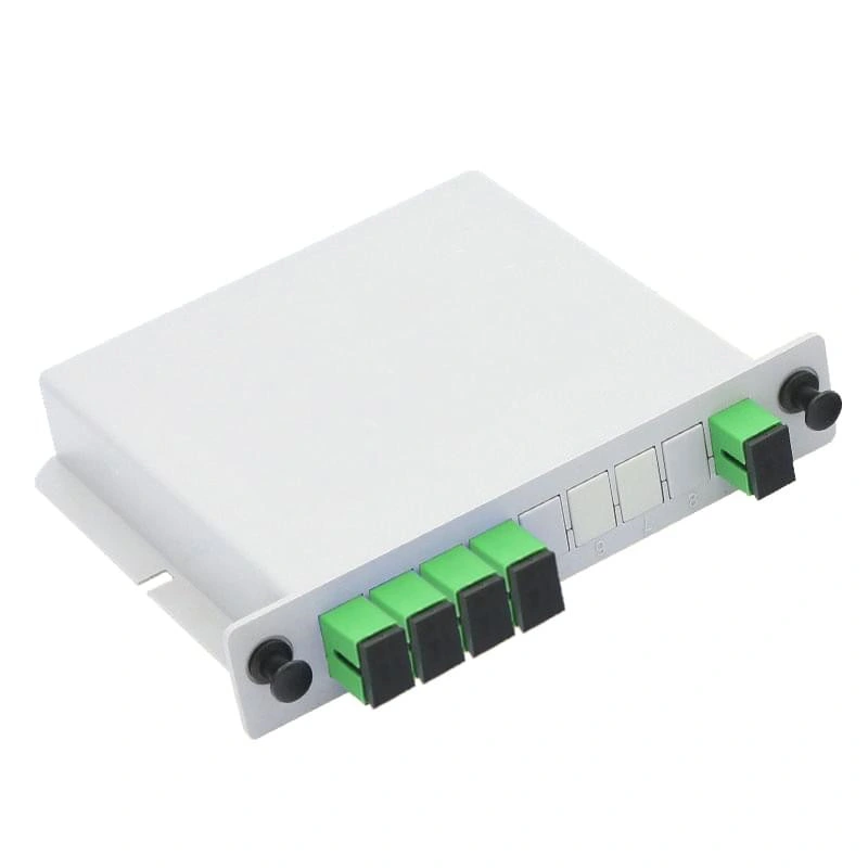 Verified Manufacturer FTTH Cassette Type Fiber Optic PLC Splitter with Sc/APC Connectors 09mm Myrayftth Patent 1X4