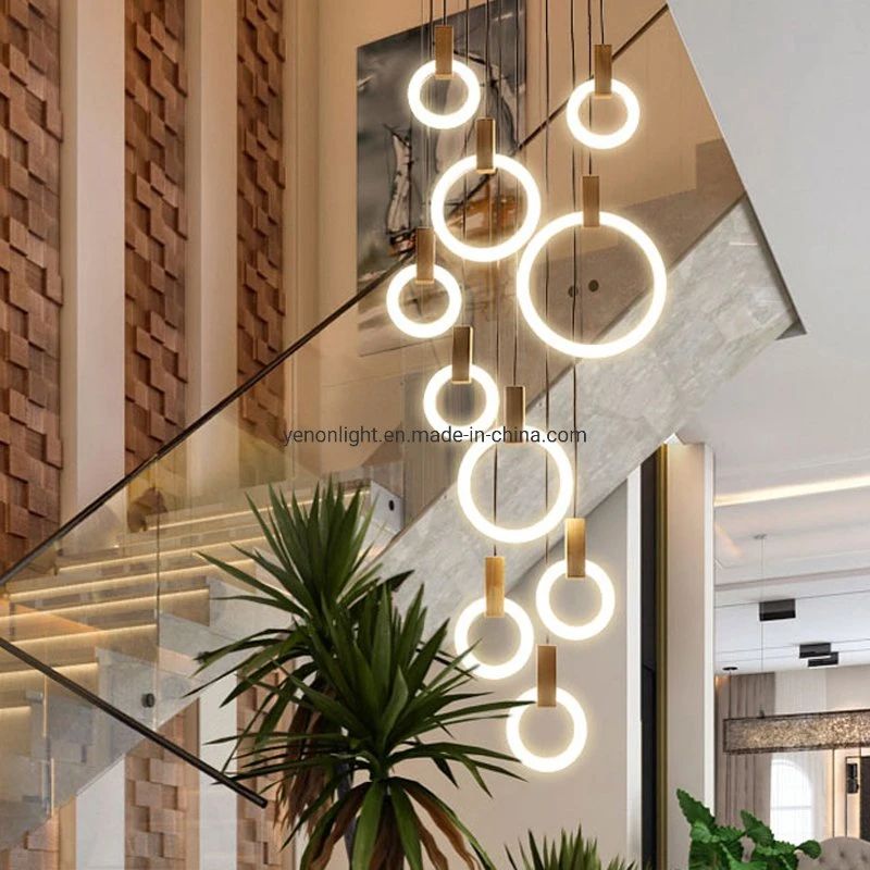 Círculo de iluminación LED lámpara colgante lámpara de araña de la luz de moderno diseño en madera