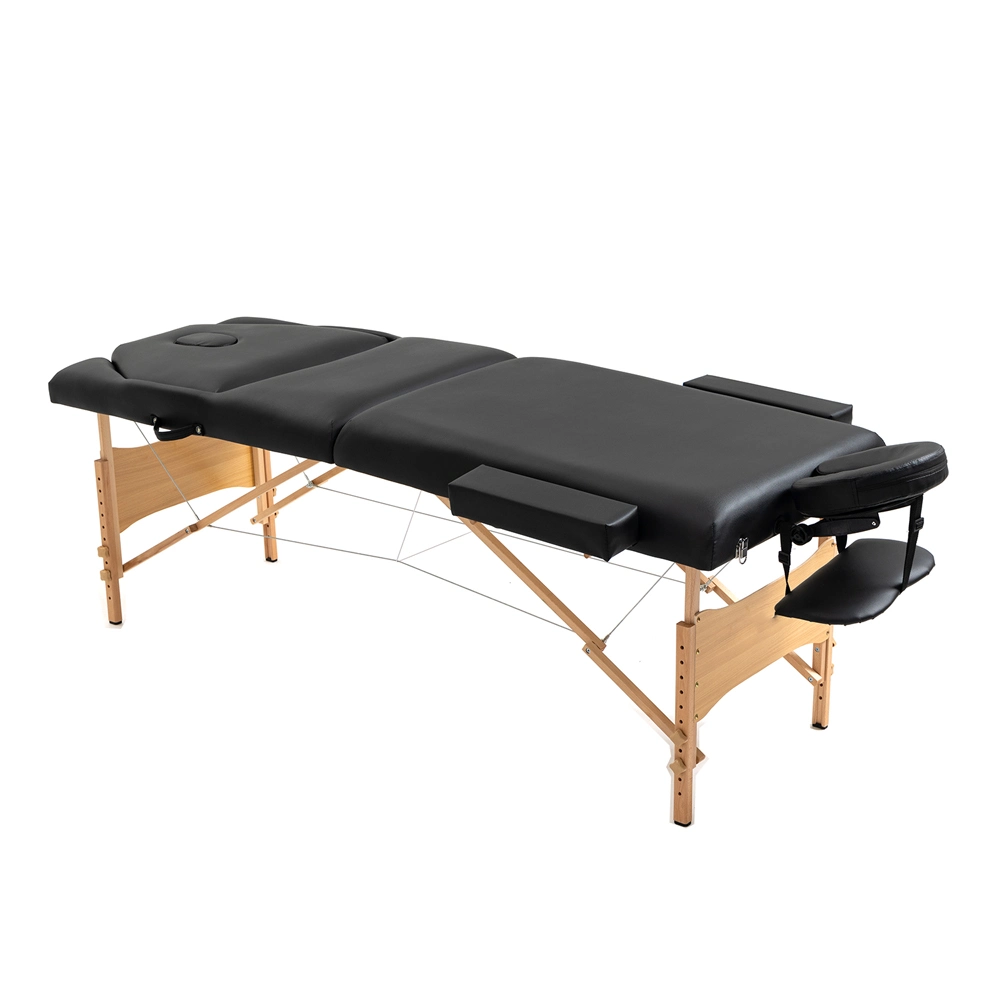 3 Section Portable Folding Wood Frame Massage Table with Full Accessories