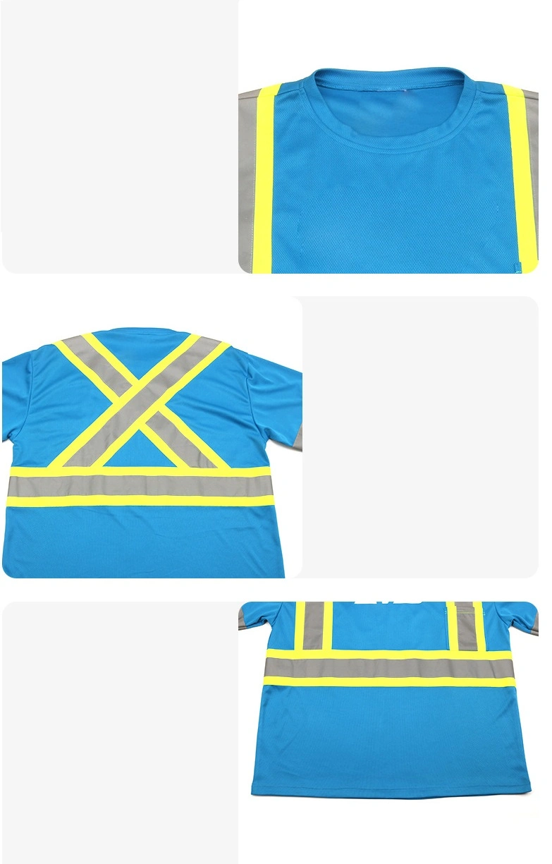 precio de fábrica tráfico del aeropuerto Seguridad en carreteras Camisetas de seguridad con corto Mangas Guardia ropa de trabajo Camiseta de seguridad reflectante para hombre