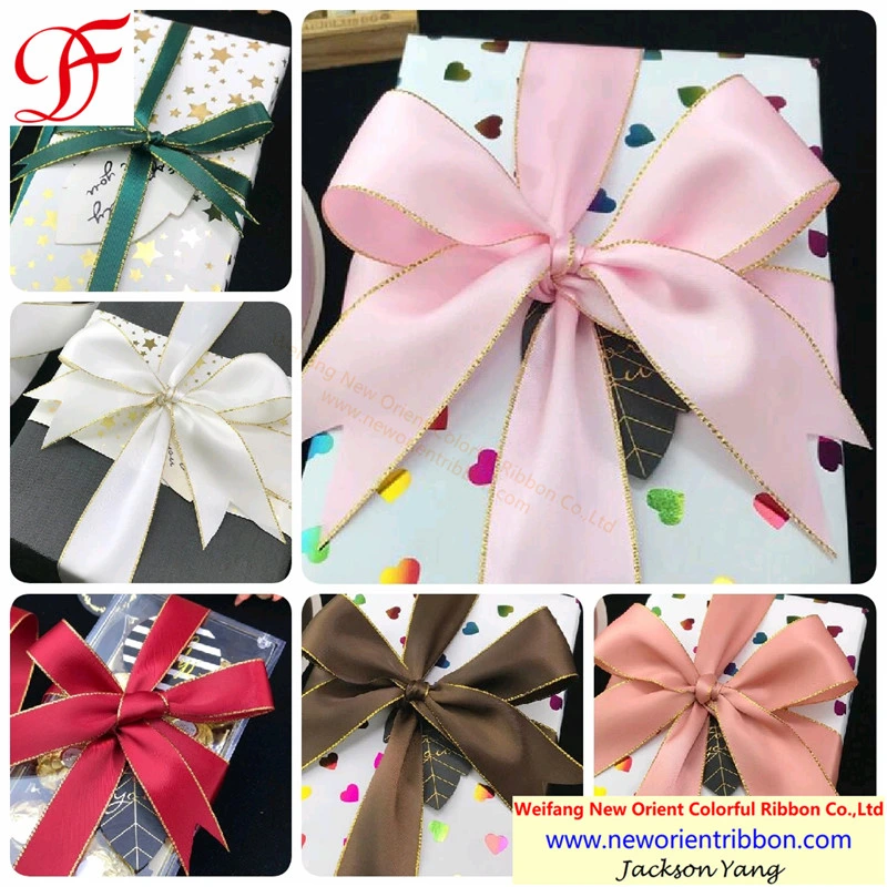 Satin, Petersham/Grosgrain, Organza, Metallic, Gingham, Satin Edge/Center Organza Print Ribbon for Gift/Packing/Wrapping/Bow/Xmas/Garment Accessories