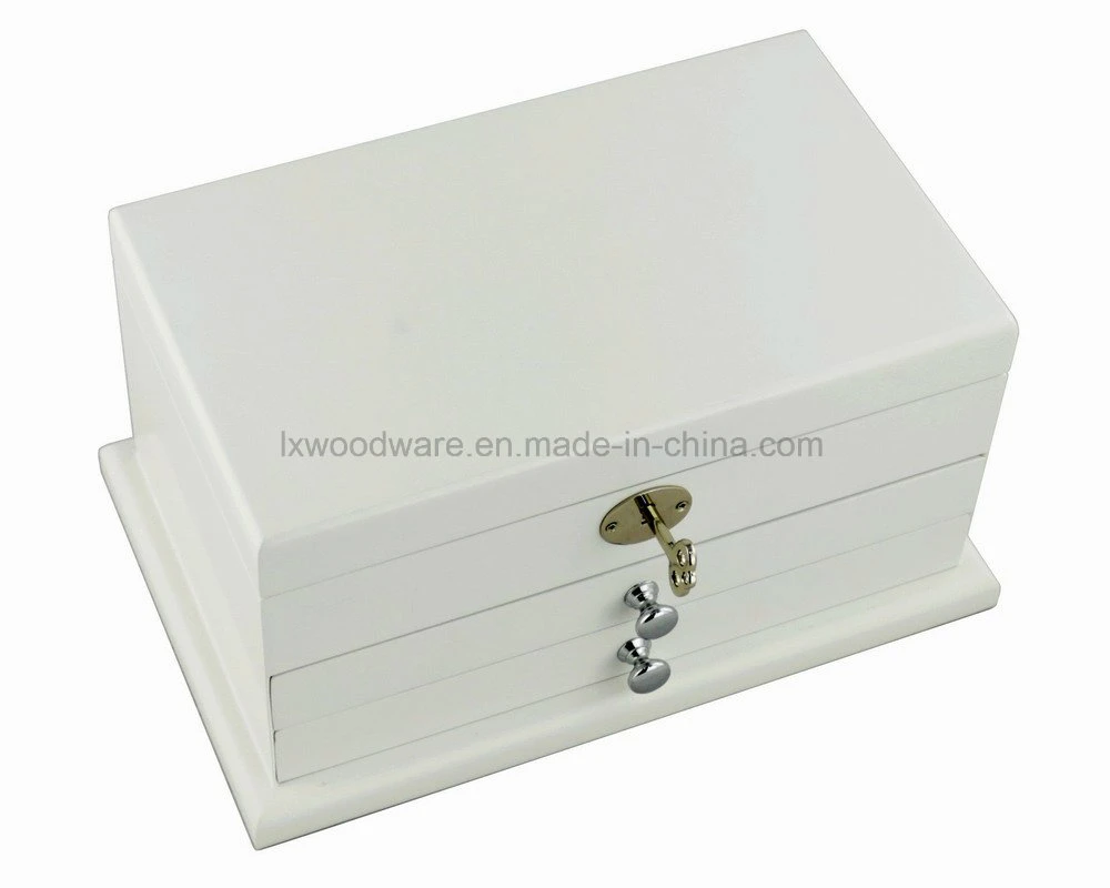 White Satin Finish Wooden Jewelry Packing Storage Gift Box/Case