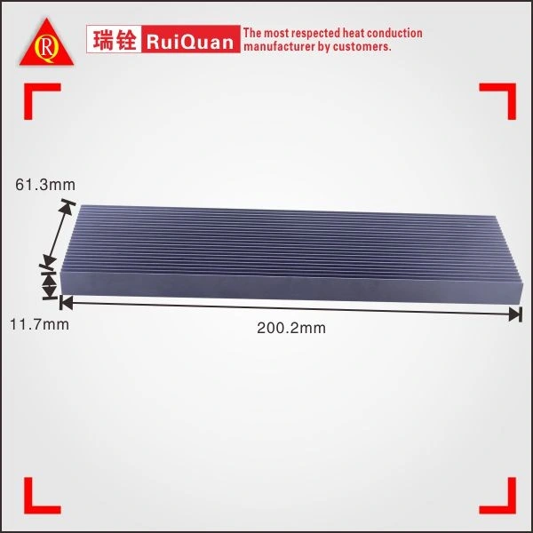 61.3mm W Black Density Fins Profile Extrude Aluminum Heat Spreader Anodized Radiator