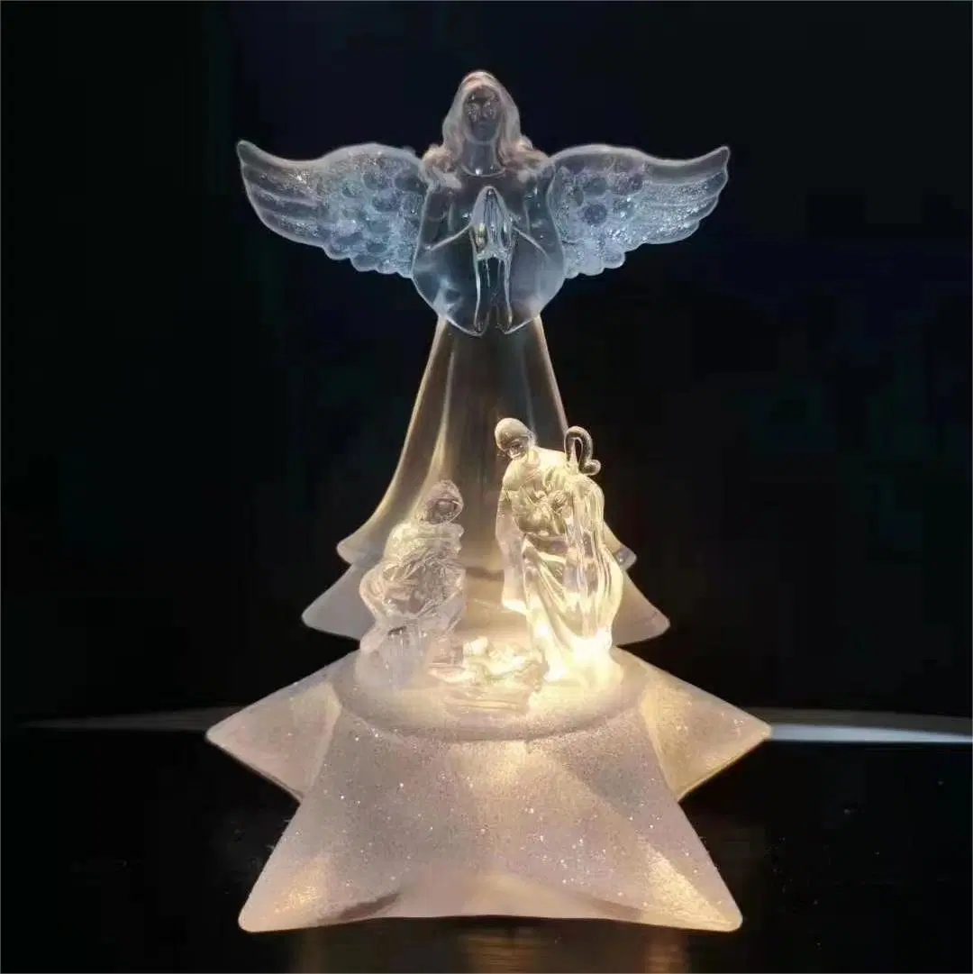 OEM Factory Customized Acrylic Craft Santa Claus Christmas Gift Home Decoration Table Lamp Night Light Clear Acrylic Crafts Manufacturer in China