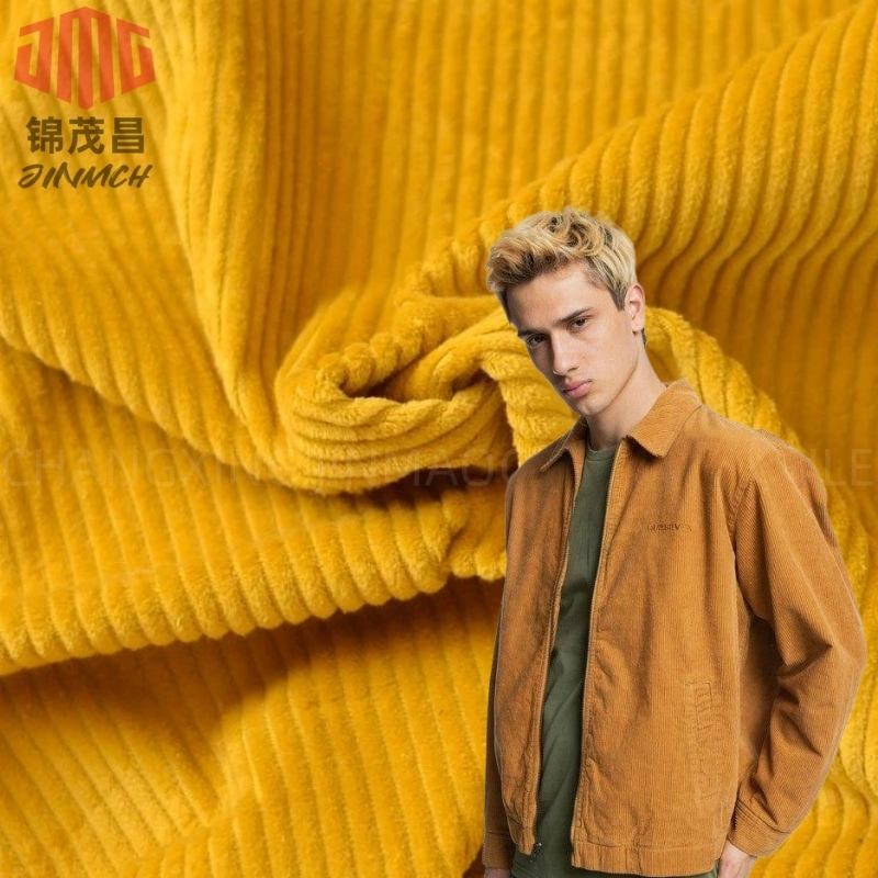 Jinmch Knitting Fabric 100% Polyester Corduroy 200GSM/160cm Plain Dyed Fabric for Garment Jacket Pants Blouser Blazer