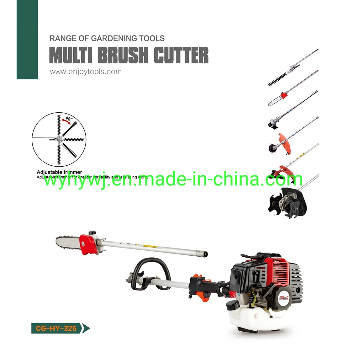 Professional 2 Stroke Good Quality 4 in 1 Multifunction Gasoline Brush Cutter Hy-325 Cut The Grass Easily Garden Tool