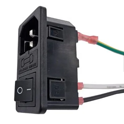 3 Pin IEC320 C14 10A 250V Rocker Switch Power Socket Inlet Module Plug 5A 10A Fuse Switch with 18 AWG Wiring