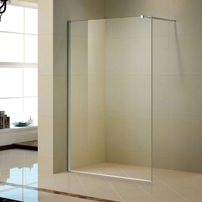 Chrome Profile 8mm Tempered Glass Walk in Wet-Room Shower Screen