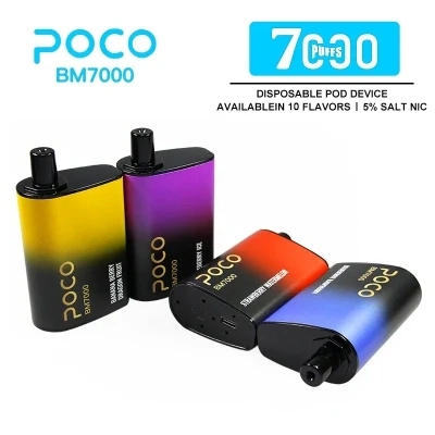 2023 populares Poco Bm7000 Puffs recarregados Disposable/Chargeable Vape Pen com Preço por grosso