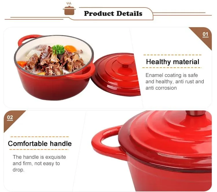 High quality/High cost performance  Round Enamel Cast Iron Casserole Stewed Cooking Pot Cookware Dutch Oven