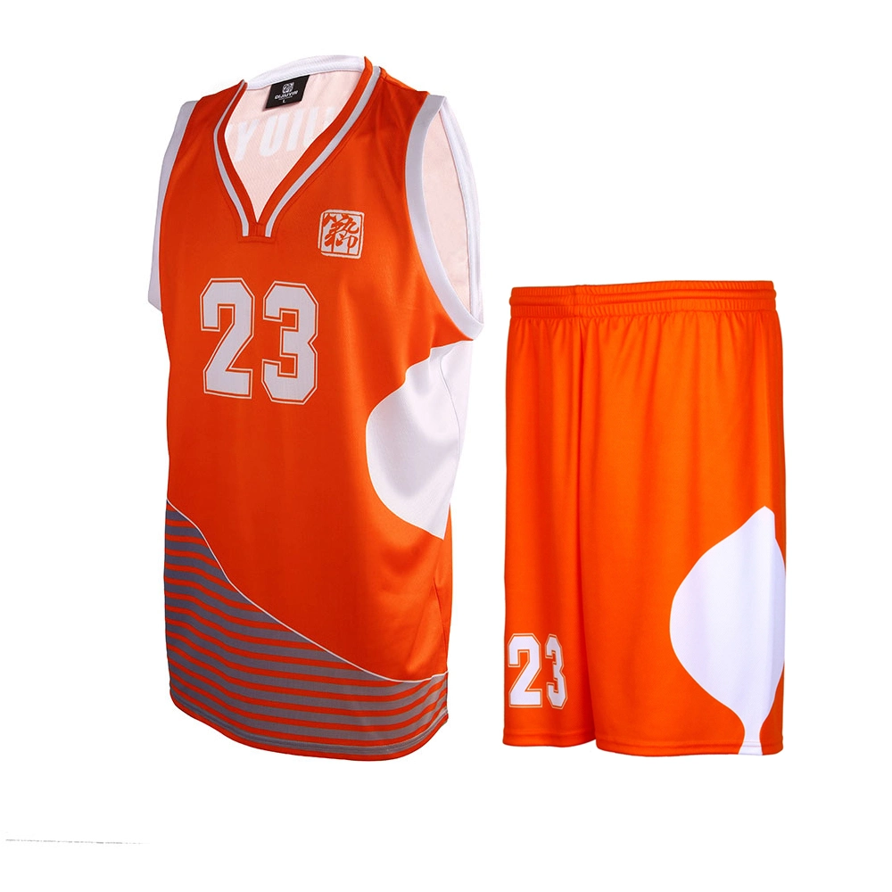 Secado rápido sublimación Aibort Baloncesto naranja conjunto uniforme (BSKB-27)