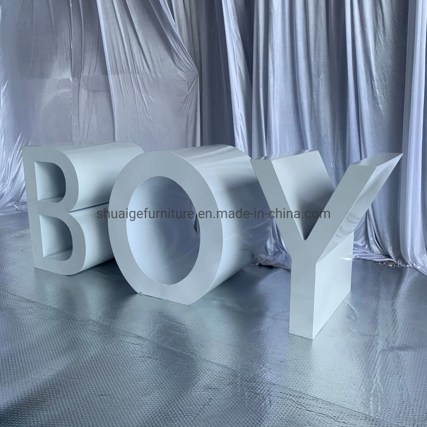 Mayorista barato precio de fábrica niños Ducha de bebé Muebles de fiesta decoración Letras de color blanco de Boy