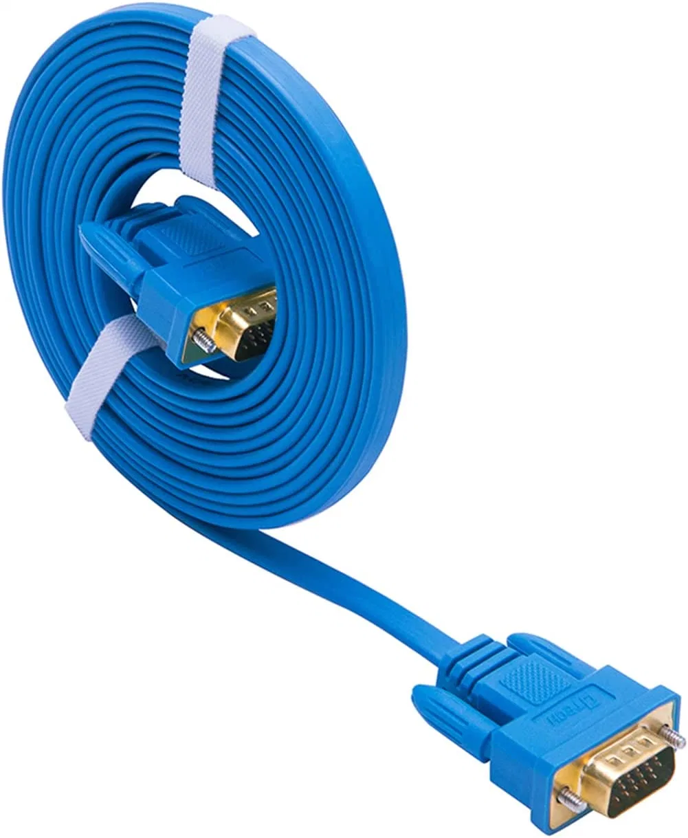 Ultra delgado monitor de ordenador plana de 15 pies de Cable VGA Macho a macho conector Cable - azul - 5m