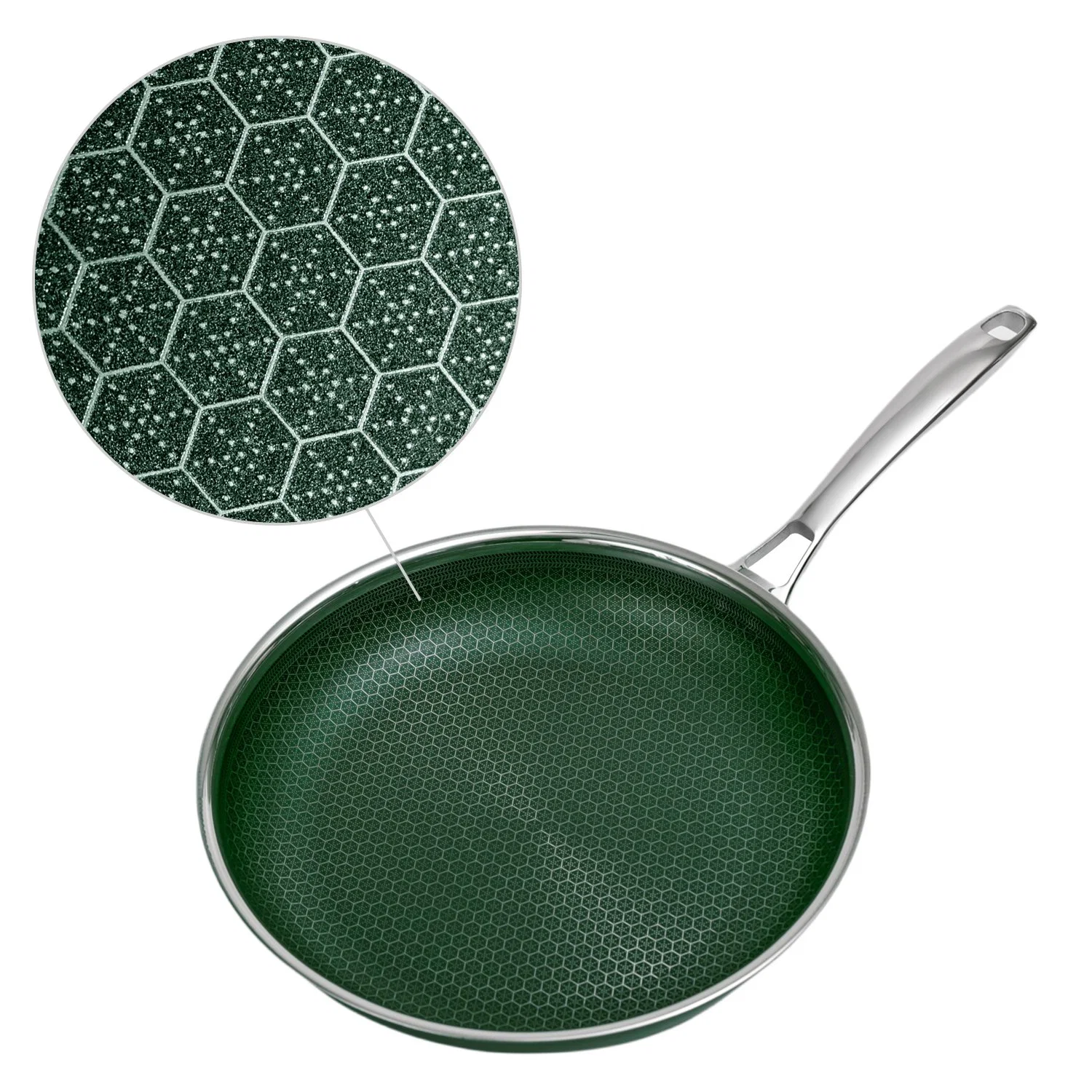 Stainless Steel Cookware Non-Stick Honey Comb Coating Blackish Green Ceramic 28cm Frying Pan