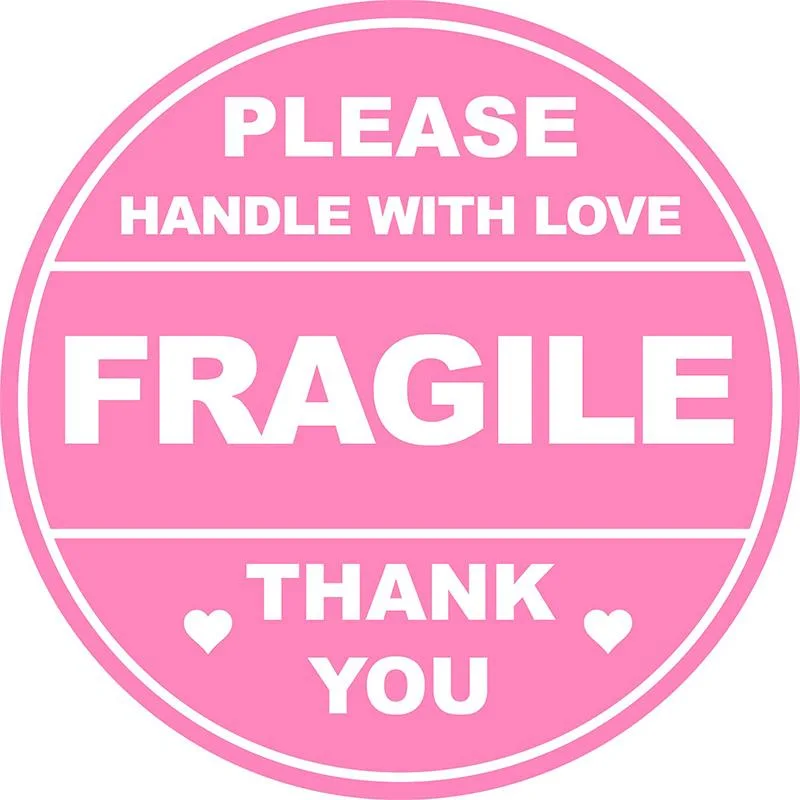 Heavy Pink Fragile Stickers Heavy Sticker Self Adhesive Handle with Care Warning Packing for Shipping Label Waterproof