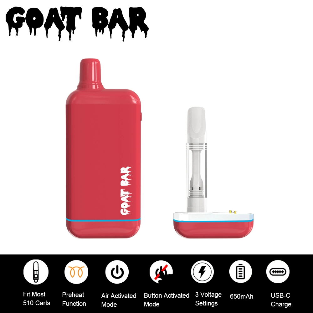 Goat Bar recargable 650mAh sin botón carga automática USB 510 hilo Batería de lápiz VAPE