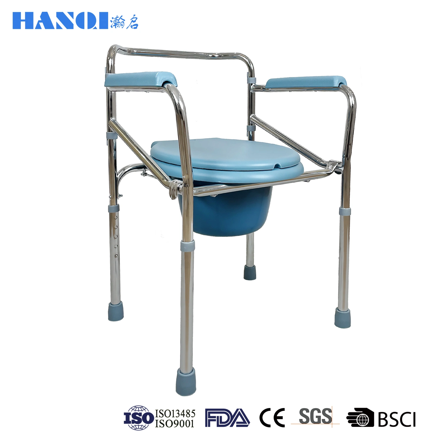 Economical Portable Steel Toilet Commode Chair with Waterproof Seat Non-Slip Potty Chair