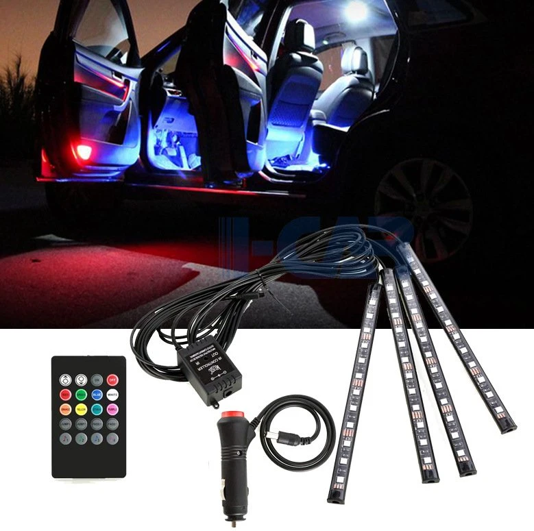 Großhandel bewegliche Farben Auto-Effekt Ambient Mood LED Beleuchtung Auto Innendekoration Lampe USB bunte LED Auto DJ Licht mit Fernbedienung