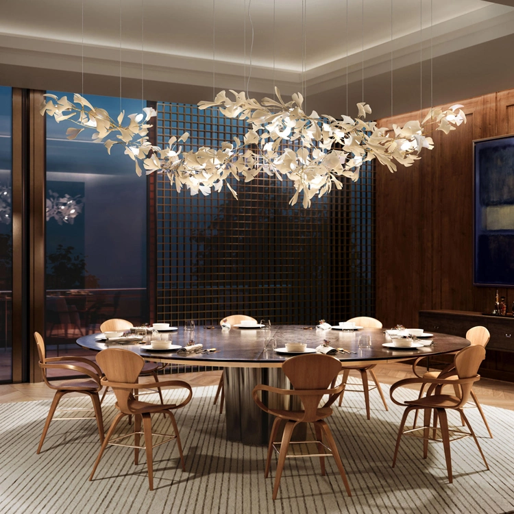 غرفة المعيشة ثريا LED فاخرة حديثة من السيراميك جينكجو ليف بيندانت المصباح