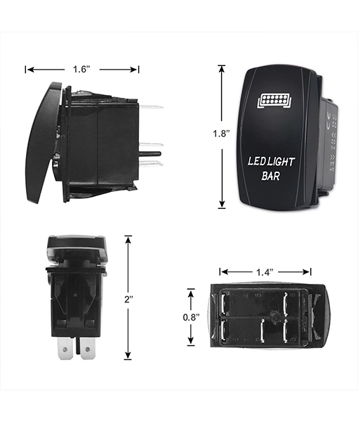 Edge S1-Lb LED Light Bar Rocker Switch Laser Pattern on/off LED Light 20A/12V 10A/24V 5pin Blue with Jumper Wires Set