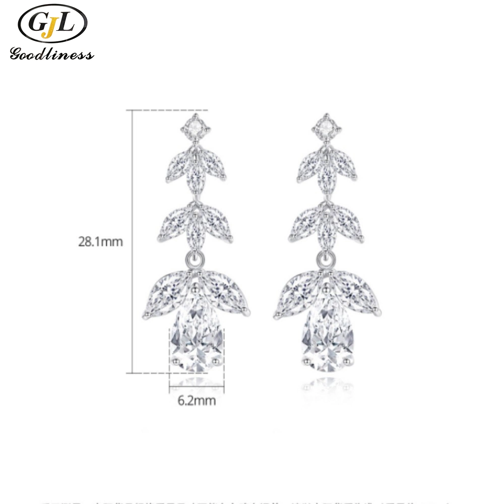 Factory Wholesale/Supplier Brass Zircon Drop Pendant Earrings for Women