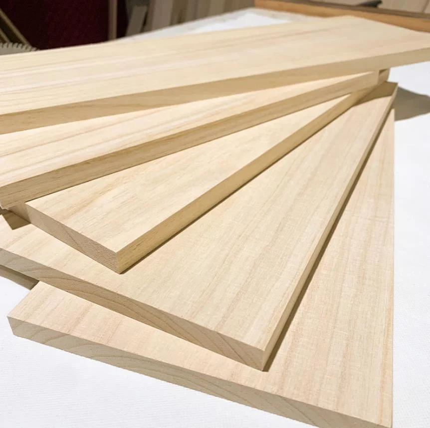 The Manufacture Is Used for Furniture Tabletop Board Paulownium Plank Paulownium Wood Straight Mosaic Furniture Solid Wood Paulownium Board Art Products Wardrob