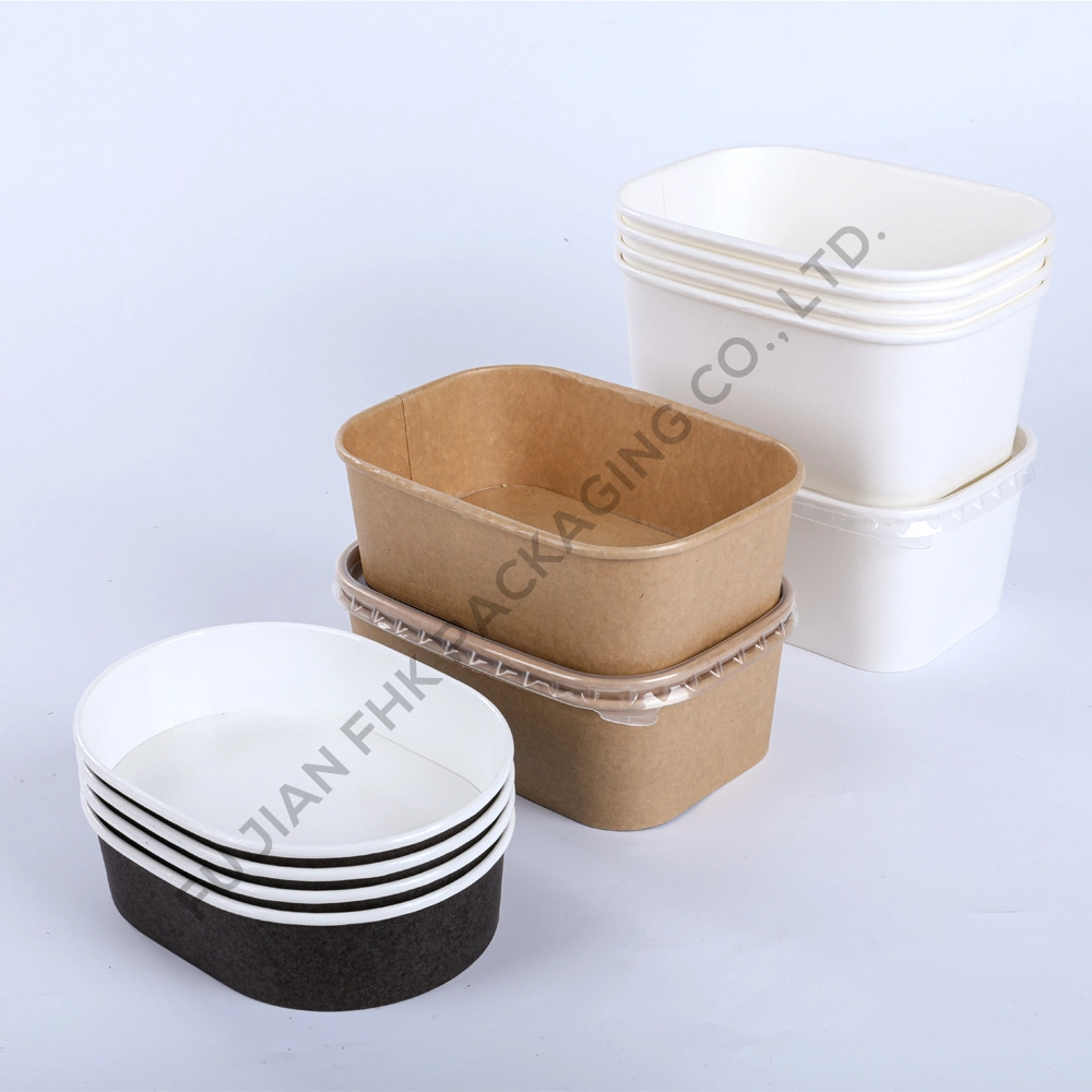 FDA/EU Approval Biodegradable Custom Kraft Paper Bowl Food Package Cheap Price Square Salad Bowls