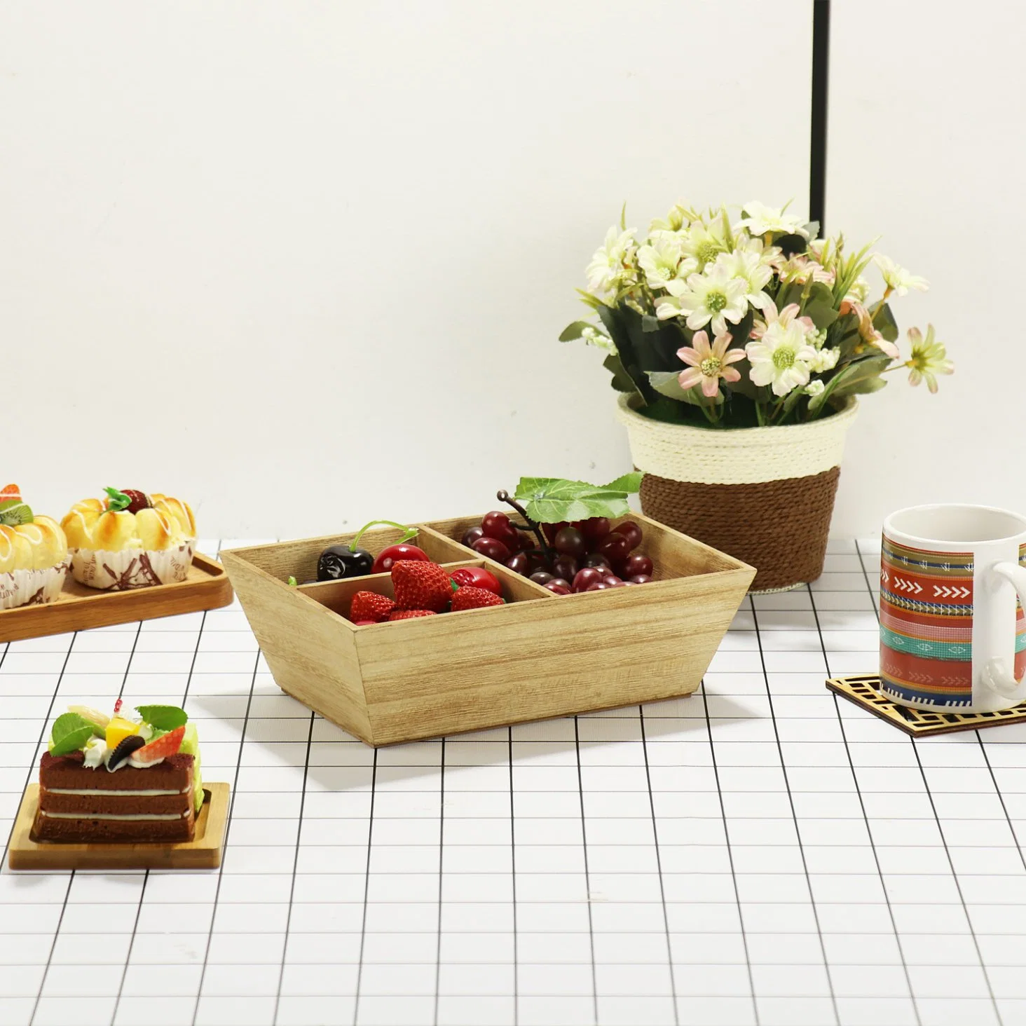 Wholesale/Supplier Home Decor Display Food Serving Tray Storage Wooden Service Tray for Craft